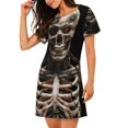 thumbnail image 2 of Disketp Cyber Skeleton With Tattoos para Camisón Corto de Manga Corta para Mujeres, Camisón Cómodo con Escote Redondo, Bonito y Confortable, 2 of 6