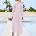 thumbnail image 2 of Pink Background with White Polka Dots Shirt Dress Long Sleeve Street Fashion V Neck Oversized Casual Dress Women Evening Dress, 2 of 7