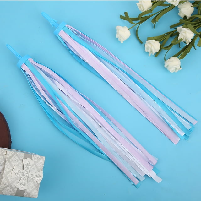 Children Bike Tassel Ribbons Colorful Universal Handlebars Streamers, Handlebars Accessories For Children Multi-Color,Sky Blue