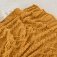 thumbnail image 3 of Battilo Mustard Chenille Cable Throw Knitted Throws Decorative Blankets for Sofa Bed Home Indoor Outdoor Throw Couch Cover Blanket (Mustard, 50" x 60"), 3 of 3