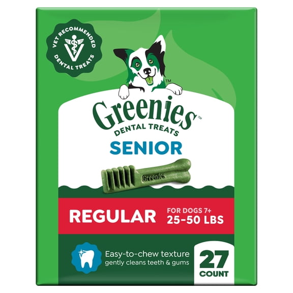 Greenies Aging Care Adult Natural Dental Dog Treats Regular Size, 27 oz Pack (27 Count)