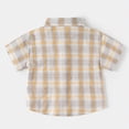 thumbnail image 6 of NIEWTR Boys Vibrant Plaid Short Sleeve Button Up Shirt Breathable Summer Tops for Play & Outings(Yellow,5-6 Years), 6 of 9