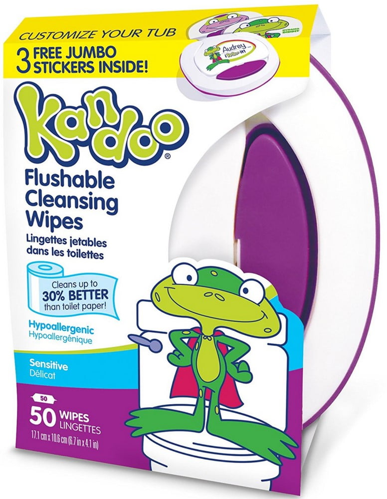 50 Count Kandoo Sensitive Flushable Cleansing Toilet Tissue Kids Wipes Unscented 