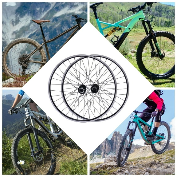Mountain Bike Wheelset 29 Inch Dual Disc Mountain Bike Wheels, Aluminum Alloy Rim Quick Release Front Rear Black Flat Spokes Wheelset, Fit 7-11 Speed Cassette