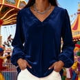 thumbnail image 2 of Annhoo Womens Tops Velvet V Neck Loose Solid Color Comfortable Long Sleeve Casual Shirts Going Out Clothes, 2 of 9