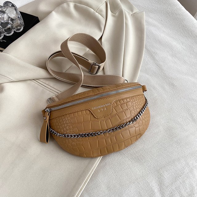 Bolsa de pecho para mujer, bandolera de piel de cocodrilo, riñonera con cadena (amarillo) Ehuebsd Para Estrenar