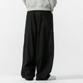 thumbnail image 5 of MIXUE Mens Cargo Pants Solid Color Fall Winter Large Size Retro Workwear Casual Wide Legged Couple Casual Sweatpants for Men Sportwear,Black,L, 5 of 6