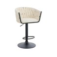 thumbnail image 1 of Banco para barra, en terciopelo diseño trenzado, altura ajustable, giratorio, acolchonado, estructura negro mate, vanguardista, posapié SKU EL19522 BK BEIGE TERC, 1 of 1