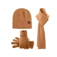 thumbnail image 3 of PMVFHDE Winter Knit Hat Gloves Scarf Three-Piece Set Solid Color Thickened Gloves Hat Warm Knit Accessories Set for Cold Weather Outdoor Activities A, 3 of 3