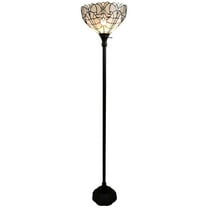 HomeRoots 62" Brown Traditional Shaped Floor Lamp With White Stained Glass Bowl Shade