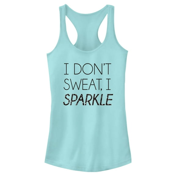 Junior's Lost Gods I Don't Sweat, I Sparkle Racerback Tank Top Cancun X Small