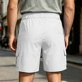 thumbnail image 6 of Men's Casual Twill Pull on Cargo Shorts Button Zip Fly Cotton Elastic Waist Loose Fit Drawstring Work Short with Muti Pocket White, 6 of 9
