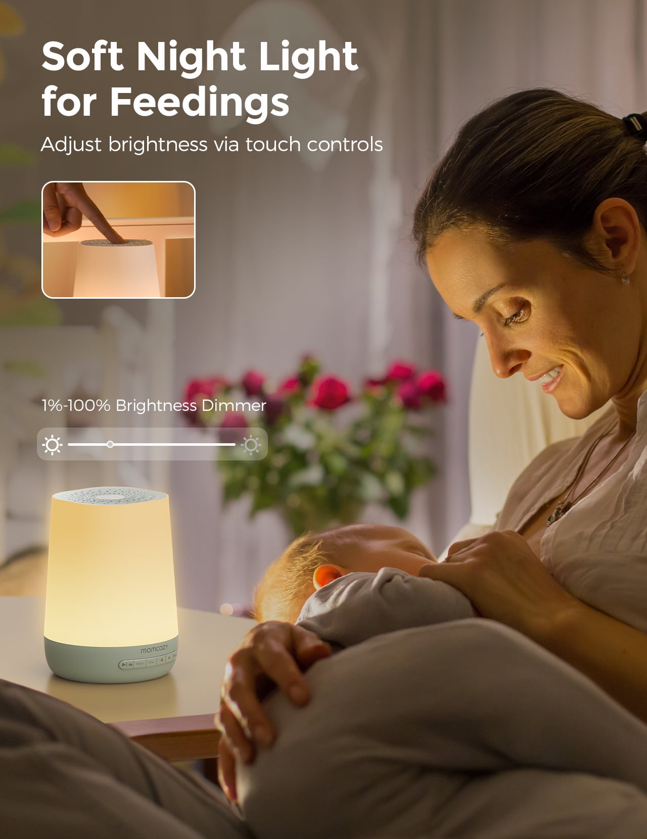 Momcozy White Noise Machine for Baby Sleeping with Night Light, Toddler Sleep Trainer with 34 Soothing Sounds, Timer, App Remote Control(Green)