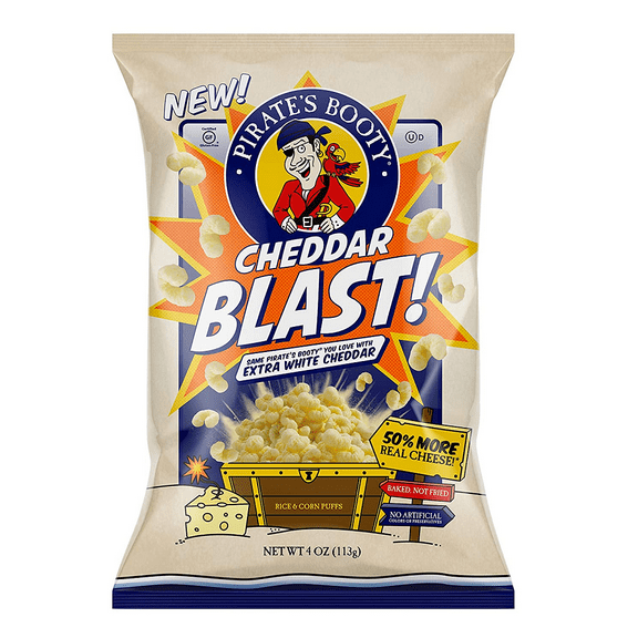 Pirate Brands Pirate's Booty Cheddar Blast Puffs, Crunchy & Cheesy Snack, 10 oz (Pack of 6)