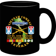 Black, 11 Oz,  Coffee Mug - Army - Vietnam Combat Vet - Cib W 1st Bn 20th Inf - 11th Inf Bde Ssi