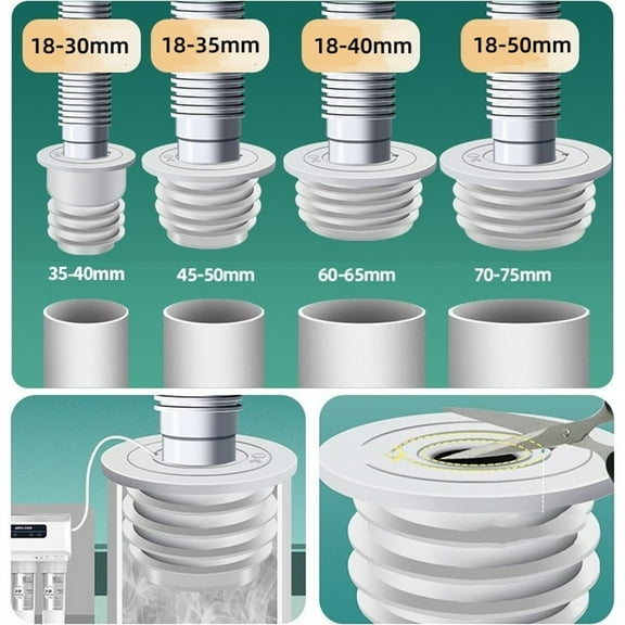 Sewer Anti-odor Floor Drain Pipe Seal Washing Machine Silicone Sealing Ring 35-75mm Inner Diameter Washing Machine Sink Drains 45-50mm Smile Home