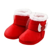 Baby Girl Shoes Non-Slip Sneaker Walking Soft-Soled Breathable Birthday Gift Plush Heart Wings Snow Boot