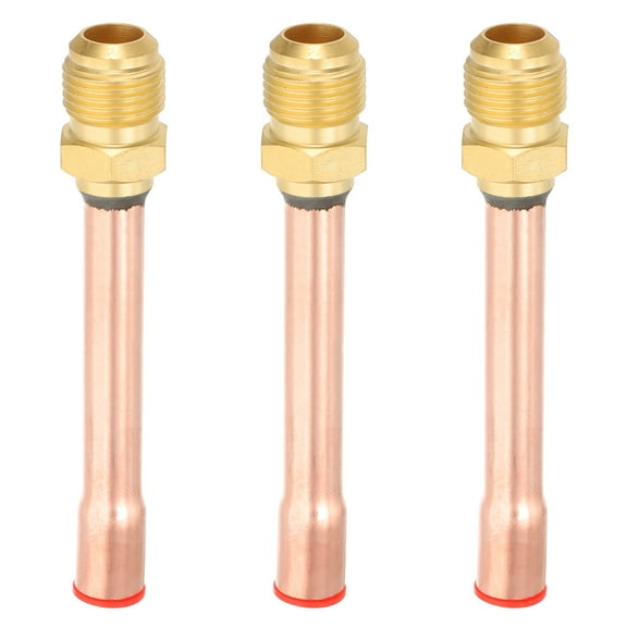Uxcell 3/8" SAE 45 Degree Brass Pipe Fitting, 3 Pcs Flare Connector Male Thread Adapter and Copper Tube for Air Conditioner HVAC Refrigeration System