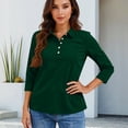 thumbnail image 5 of Qwertyu Women's Polo Shirts 3/4 Sleeve Cotton Collared T Shirt Golf Shirt Business Casual Tee Uniform Tops 3-Button Dark Green 3XL, 5 of 5