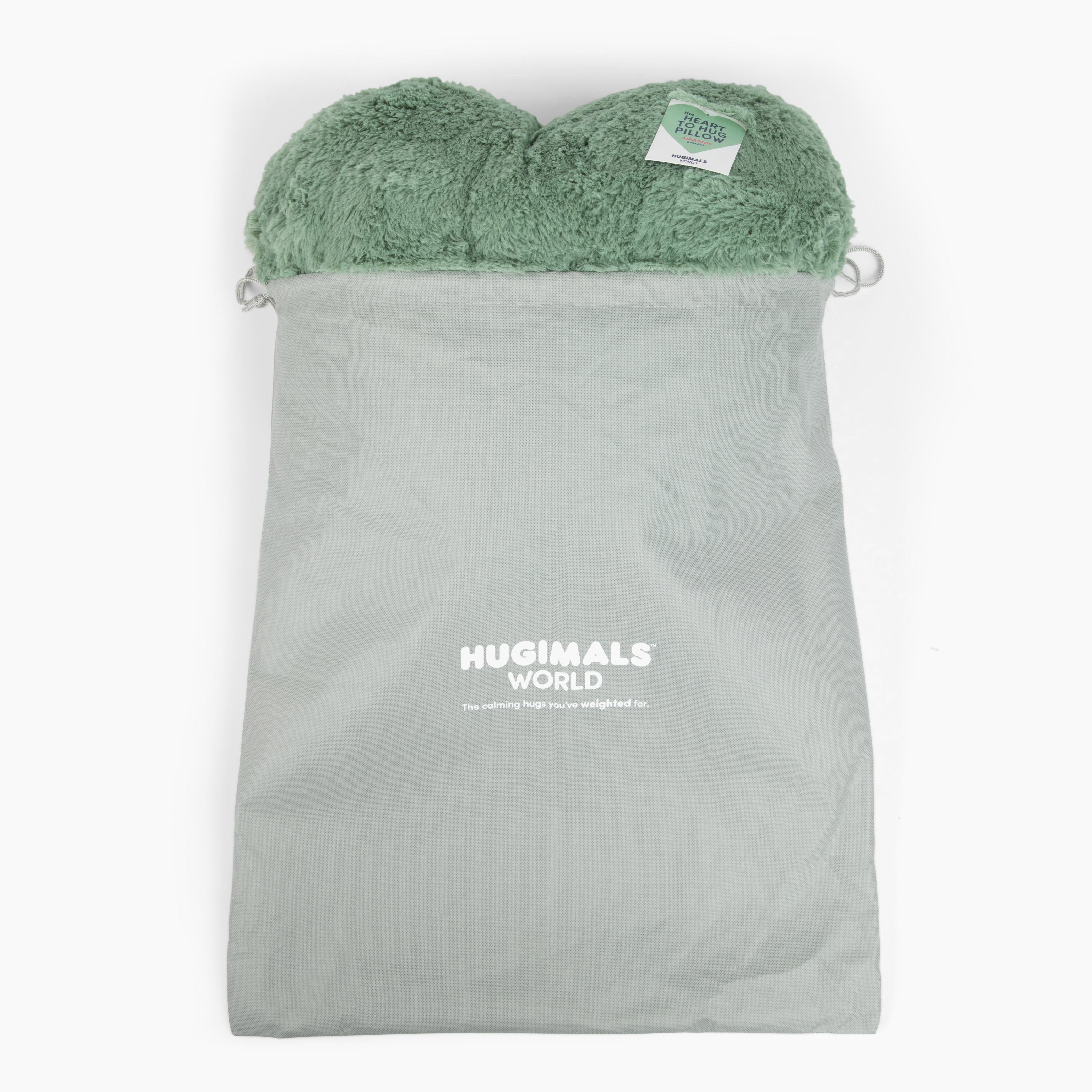 Hugimals Super Sized Heart to Hug 8 lb Weighted Pillow In Sage | Soft Anxiety Stress Relief Pillow for Self-Care, Comfort, Relaxation, Sleep, With Cozy Hand Pocket