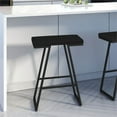 thumbnail image 3 of Home Square 2-Piece 30.25" Sleek PVC and Sturdy Metal Bar Stool Set in Black, 3 of 4