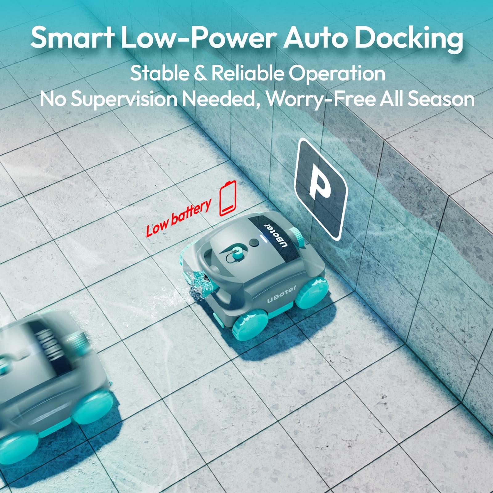 UBoter E10 Cordless Robotic Pool Cleaner,Pool Vacuum, Dual-Layer Filtration,Powerful Obstacle Crossing, Enhanced Edge & Corner Cleaning,120-Min for Above-Ground & Flat-Bottom Pools to 860 Sq.ft