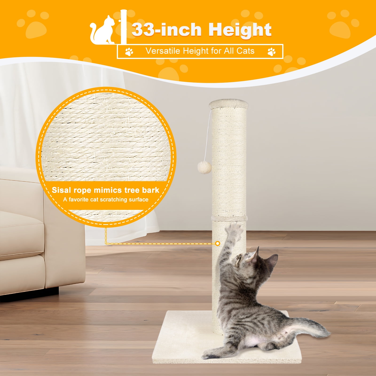 cat scratching post 34 inch mid