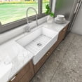 thumbnail image 5 of Sinber 33" x 20" White Rectangular Ceramic Apron Farmhouse Kitchen Sink With Strainer, 5 of 12