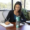 thumbnail image 4 of 20oz Black Turquoise and Gray Floral Pattern Skinny Tumblers Stainless Steel Tumbler with Lid and Straw,Vacuum Insulated Double Wall Travel Tumbler Cups with Cleaning Brush for Coffee,Tea, 4 of 6
