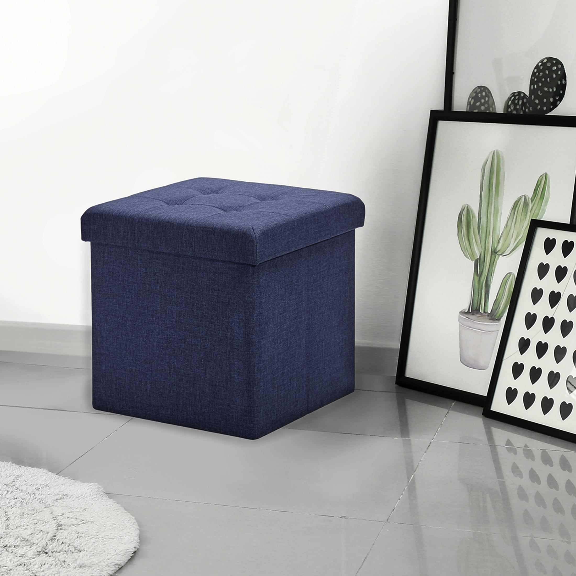 Dropship [Video] Round Ottoman Set With Storage, 2 In 1