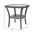 thumbnail image 2 of KWUXIN Rattan Coffee Table with Storage Shelf, Wicker Side Table with Glass Top, Outdoor End Table for Garden, Porch, Backyard,Mix Gray, 2 of 11