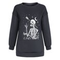 thumbnail image 5 of Sudadera extragrande de lana de manga larga con cuello redondo y estampado de calavera para mujer Pompotops gfhjh16791, 5 of 5