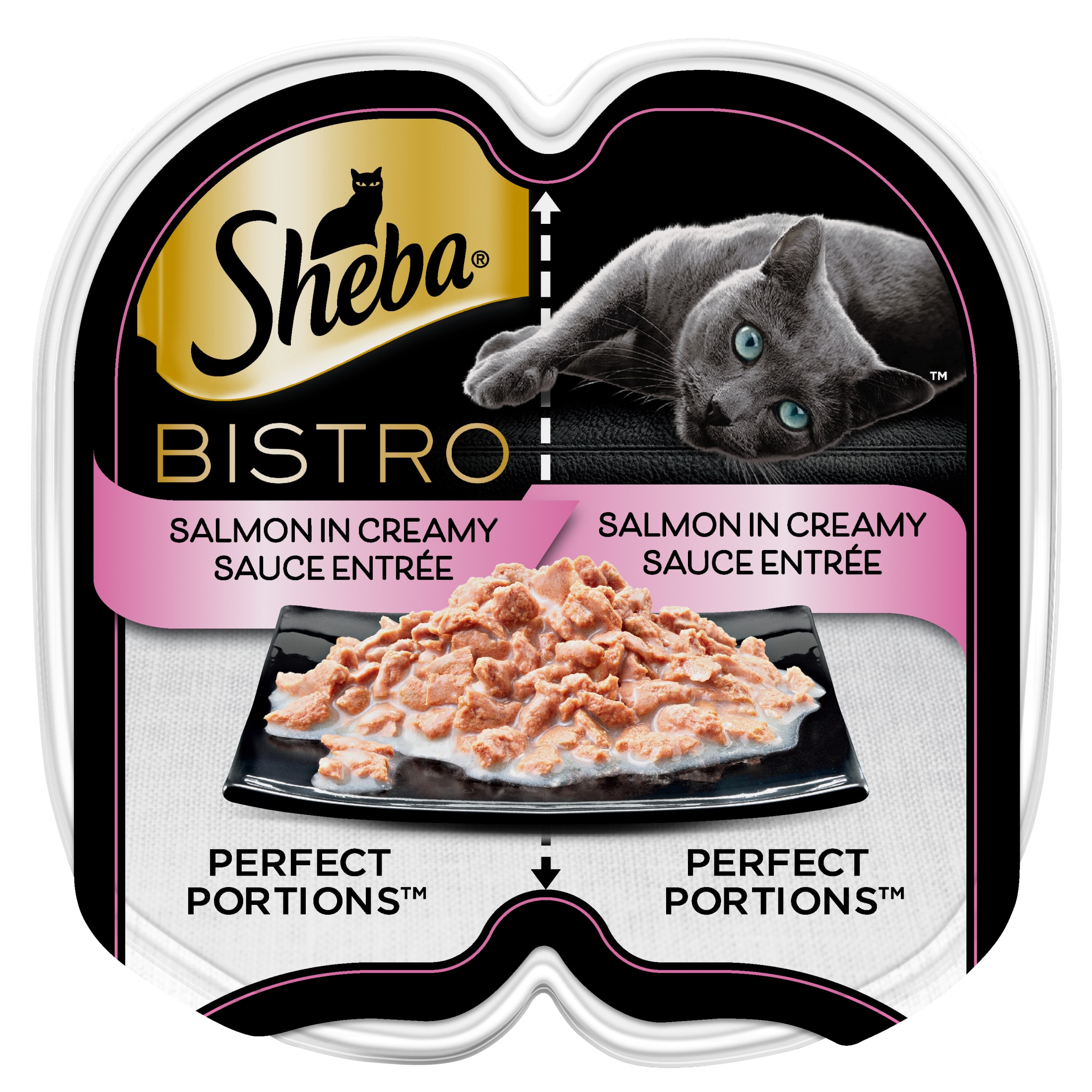 Sheba Perfect Portions Bistro Adult Wet Cat Food, Salmon in Creamy Sauce Entree, 2.6 oz Twin-Pack Tray