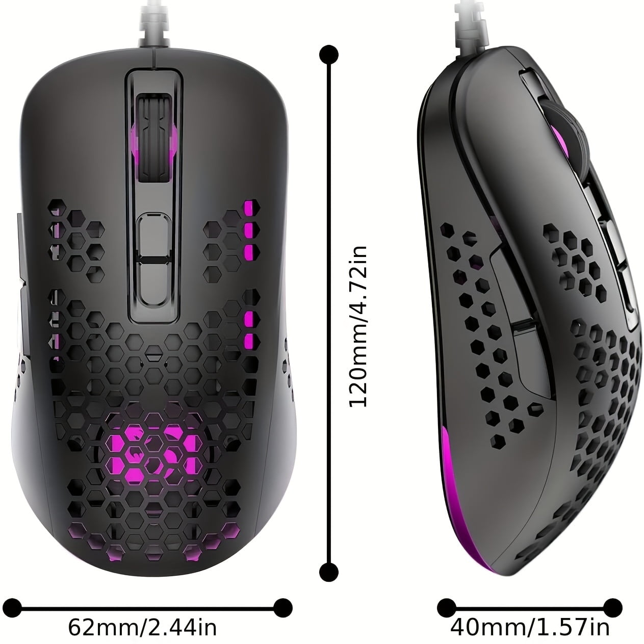 Ultralight Wired Gaming Mouse, Lightweight Honeycomb Shell, Breathing Backlight Mouse, USB Optical Computer Mouse USB A Port for Win/XP/Xbox/PS4/Mac/Air/HP/Acer