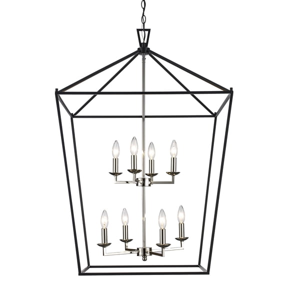 Trans Globe Lighting 10265 Lacey 8 Light 26" Wide Taper Candle Lantern Chandelier - Black