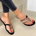 thumbnail image 2 of JeashCHAT Slip On Slide Sandals for Women Summer Flat Bottom Shoes Rhinestone Flip-flops Women Flip Flops Casual Slippers (Black), 2 of 4