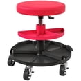 thumbnail image 2 of Rolling Garage Stool, 300 LBS Capacity Mechanic Stool with 2.5" Wheels, Tool Trays Storage, Adjustable Height, Red,Red, 2 of 7
