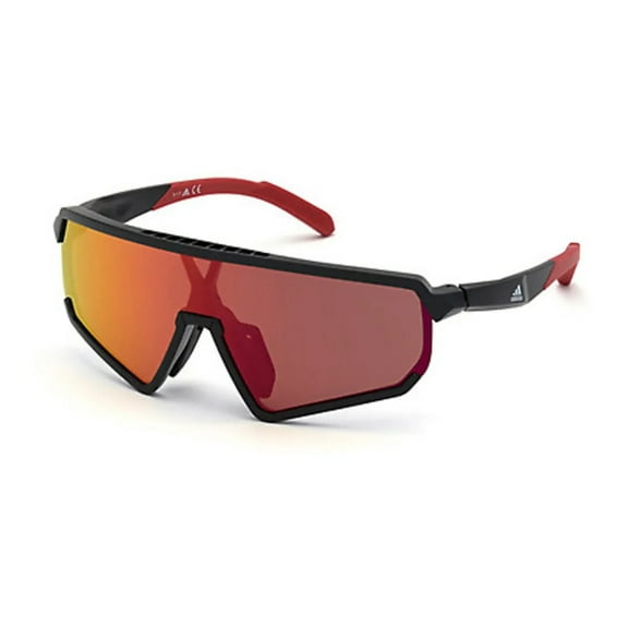 Adidas Sport-Sp0017 01L Shield Sunglasses Shiny Black Roviex Mirror