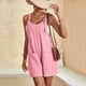 thumbnail image 5 of Gibobby Monos de Moda Mono corto con cuello redondo y bolsillo para mujer(Rosa， XXXL), 5 of 5