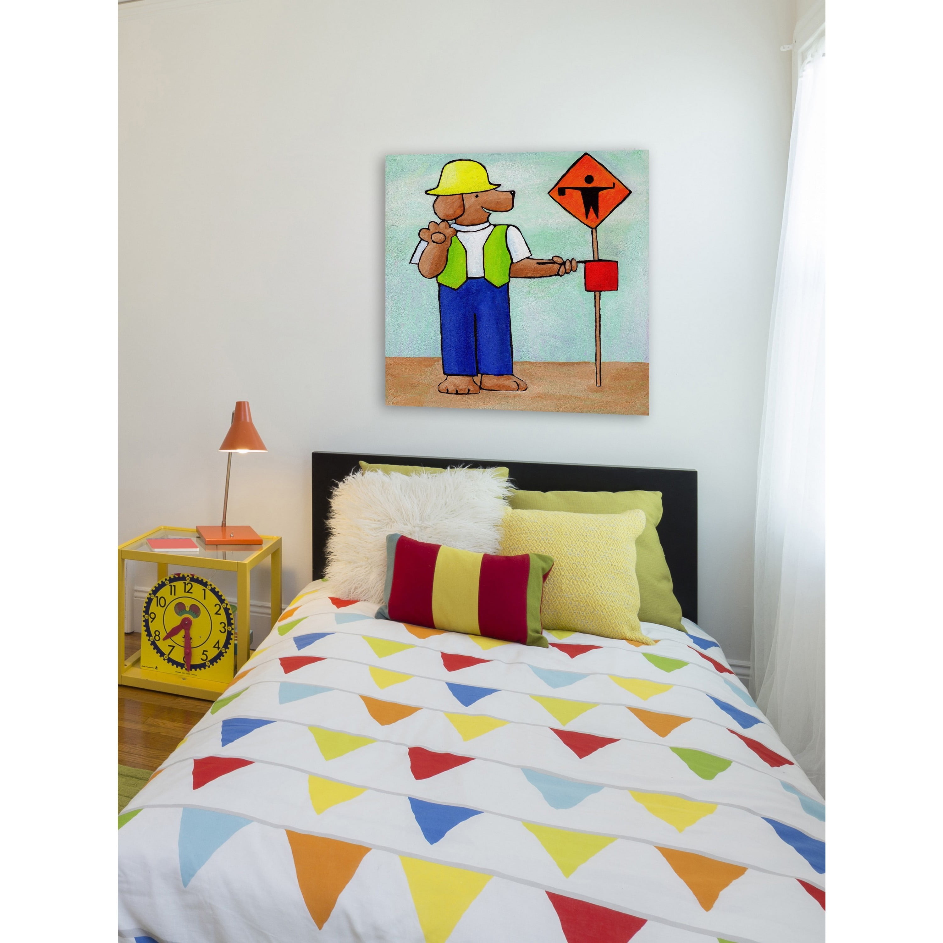 Marmont Hill "Give a Dog a Work Zone" by Janet Nelson Painting Print on Wrapped Canvas