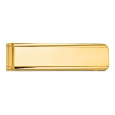 14K Yellow Gold Polished Engravable Money Clip