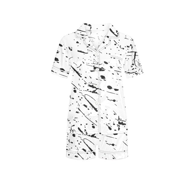 Birdeem Pyjama pour Enfants Décontracté Uni à Col Rabattu, Blouse à Manches Courtes, Short de Mode