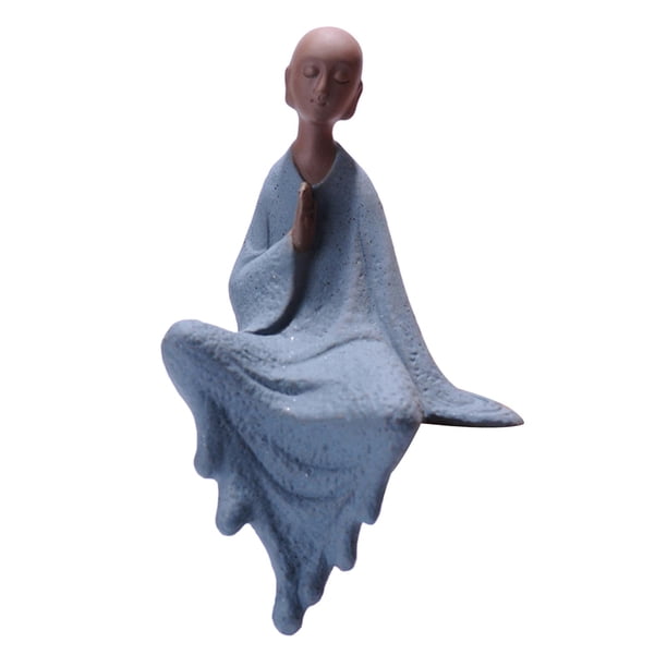 Pequeña estatua de monje Buda para mesa, figuras de oficina, colección de adornos para macetas Meditación