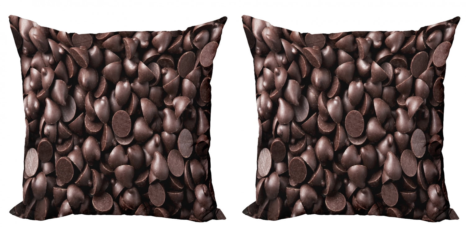 Chocolate Throw Pillow Cushion Cover Pack of 2, Close up Food