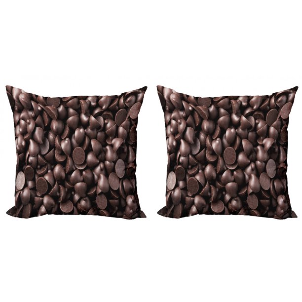 Chocolate Throw Pillow Cushion Cover Pack of 2, Close up Food