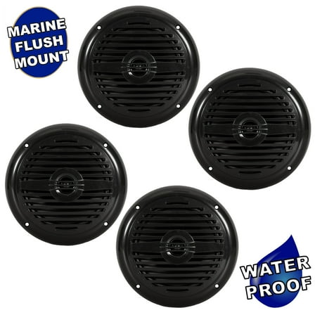 Acoustic Audio MRN65B Waterproof Flush Mount Marine 6.5" Speakers Passive 2 Pair Pack Black
