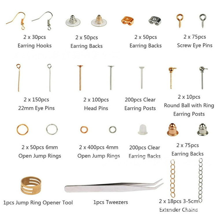 1353pcs Earring Making Supplies Kit with Earring Hooks,Jump Rings,Earring  Display Cards,Jewelry Pliers For