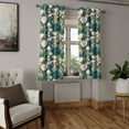 thumbnail image 2 of Ambesonne Botanical Grommet Curtain, Space Vibes Floral Print, 50"x84", Dark Teal and Pale Rose, 2 of 5