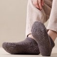 thumbnail image 5 of 2026 Fuzzy Socks with Grips Non Slip Slipper Socks for Men Soft Cozy Plush Fluffy Socks Winter Warm (Dark Gray), 5 of 7