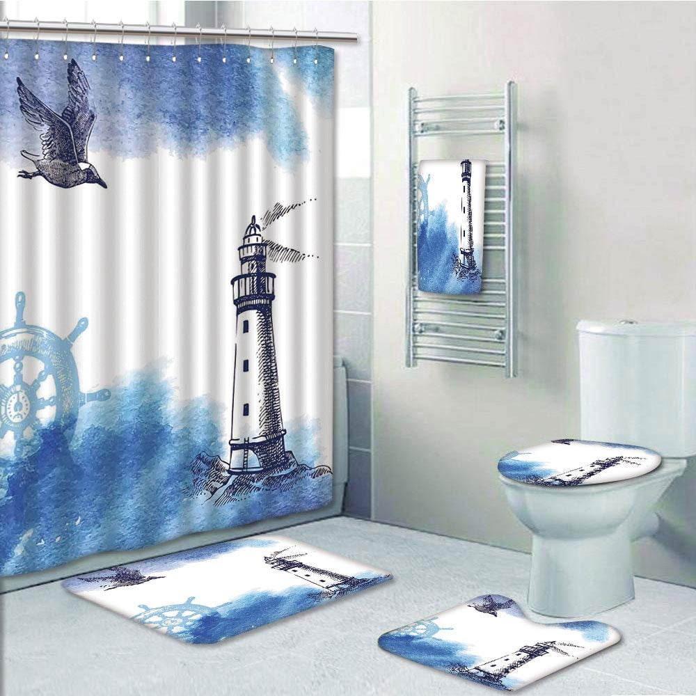 PRTAU Nostalgic Watercolors with Gull Ancient Anchor house Nautical 5